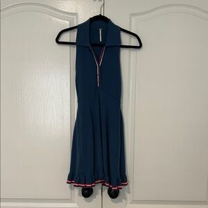Free People Blue Knit Sweater Dress with Collar